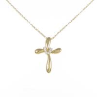 K18YG クロス ダイヤモンドネックレス