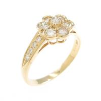 K18YG フラワー ダイヤモンドリング