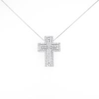 K18WG 2WAY クロス ダイヤモンドネックレス