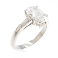 プラチナダイヤモンドリング 1．012ct F SI2 ペアシェイプ