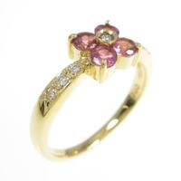 750YG フラワー トルマリンリング