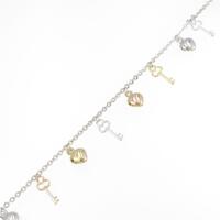 K18スリーカラー ハート＆キー ブレスレット