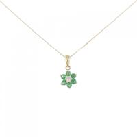 585YG/K18YG フラワー エメラルド ネックレス