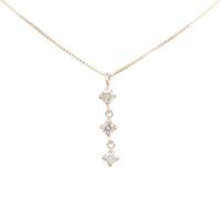 K10PG スリーストーン ダイヤモンド ネックレス 0.15CT