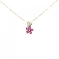 K18PG/K18YG フラワー ルビー ネックレス 0.97CT