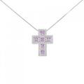 K18WG クロス 2WAY サファイヤ ネックレス 0.10CT 拡散処理未検査