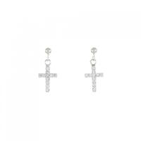 K18WG クロス ダイヤモンド ピアス 0.12CT