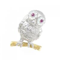 K18WG/K18YG フクロウ ルビー ブローチ 0.03CT