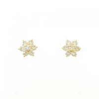 K18YG フラワー ダイヤモンド ピアス 1.00CT
