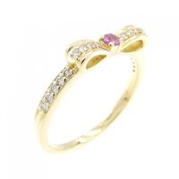 K18YG リボン サファイヤ リング 0.06CT 拡散処理未検査