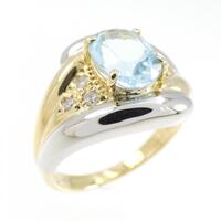 K18YG/PT ブルートパーズ リング 1.77CT