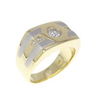 K18YG/PT 印台 ダイヤモンド リング 0.41CT