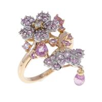 K18PG/K18WG フラワー サファイヤ リング 1.28CT 拡散処理未検査