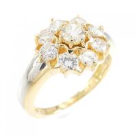 K18YG/PT フラワー ダイヤモンド リング 1.00CT