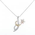 PT/K18YG フラワー ダイヤモンド ネックレス 0.30CT