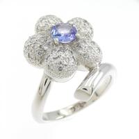 PT フラワー タンザナイト リング 0.37CT