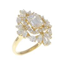 【リメイク】K18YG ダイヤモンドリング 1.041CT H VS2 エメラルドカット