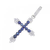 K18WG クロス サファイヤ ペンダント 1.97CT