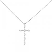 K18WG クロス ダイヤモンド ネックレス 0.15CT