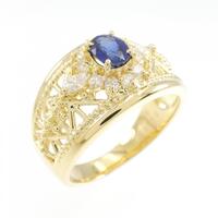 K18YG サファイヤ リング 0.45CT