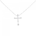 K18WG クロス ダイヤモンド ネックレス 0.06CT