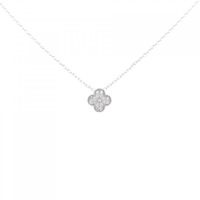 K18WG フラワー ダイヤモンド ネックレス 0.06CT