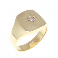 【新品】K18YG 印台 ダイヤモンド リング 0.10CT