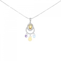 K18WG カラーストーン ネックレス