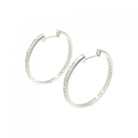 K18WG フープ ダイヤモンド ピアス 1.00CT