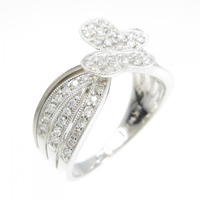 18KWG バタフライ ダイヤモンド リング 0.420CT
