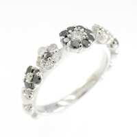 K18WG フラワー ダイヤモンド リング 0.50CT