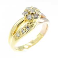 K18YG/K18PG フラワー ダイヤモンド リング 0.34CT