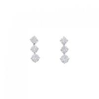 K14WG スリーストーン ダイヤモンド ピアス 1.00CT