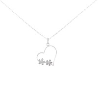 PT ハート × フラワー ダイヤモンド ネックレス 0.04CT