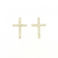 【新品】K18YG クロス ダイヤモンド ピアス 0.40CT