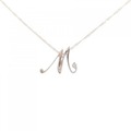 K18PG イニシャルM ダイヤモンド ネックレス 0.02CT