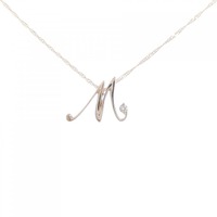 K18PG イニシャルM ダイヤモンド ネックレス 0.02CT