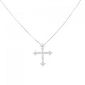 K18WG クロス×フラワー ダイヤモンド ネックレス 0.54CT