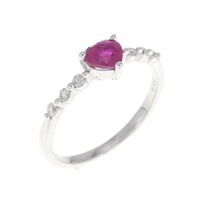 K18WG ハート ルビー リング 0.44CT