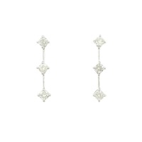 K14WG スリーストーン ダイヤモンド ピアス 0.30CT