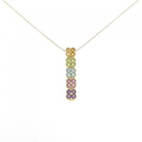 K18YG フラワー カラーストーン ネックレス