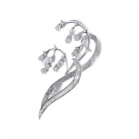 K18WG フラワー ダイヤモンド ブローチ 0.75CT