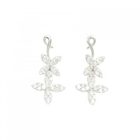 750WG/K18WG フラワー ダイヤモンド ピアス 0.99CT