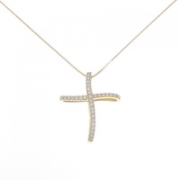 K18YG クロス ダイヤモンド ネックレス 0.94CT