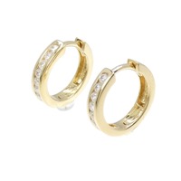 750YG フープ ダイヤモンド ピアス