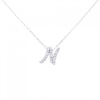 K18WG イニシャルN ダイヤモンド ネックレス 0.20CT