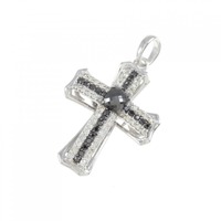 K18WG/K18BG クロス ダイヤモンド ペンダント 0.93CT