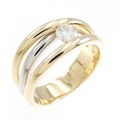 K18YG/PT ダイヤモンド リング 0.25CT