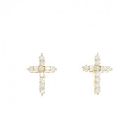 【新品】K18YG クロス ダイヤモンド ピアス 0.20CT