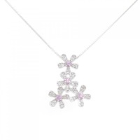 K18WG フラワー サファイヤ ネックレス 0.24CT 拡散処理未検査